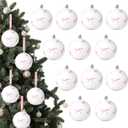 12 Pcs Pink Bow Coquette Christmas Tree Ornaments Balls 3.14 Inch Pink White Christmas Tree Hanging Ornaments Plastic Ball with Ribbon for Xmas Tree Winter Bachelorette Party Holiday Home Decorations