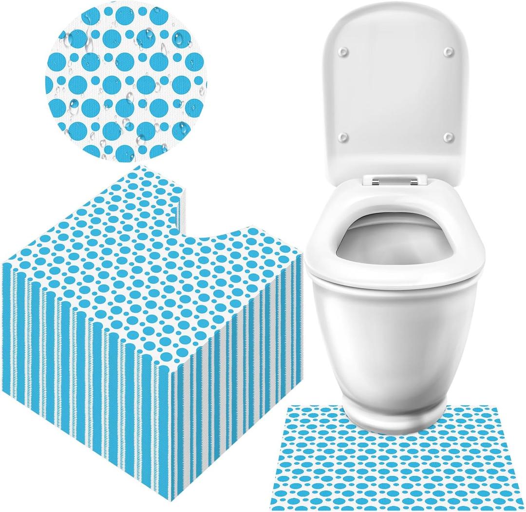 100 Pcs Disposable Toilet Commode Mat U Shaped Deodorizing Toilet Mats Non Slip Potty Training Bathroom Mats Floor Protector from Urine Incontinence Pads for Home Bathroom Floor