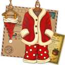 3 x Funny Christmas Ornaments, Santa Ornaments for Christmas Tree, Secret Santa Gifts, Vintage 3-Piece Ornament Set, Wooden Hanger Outfit, Coat Pants Hat Trio, Holiday Decor, Gift Set for Besties 2025