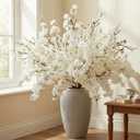Giegxin 18 Pcs Artificial Cherry Blossom, 41" Faux Cherry Branches Spring Decor Indoor Silk Fake Flowers Long Stems for Tall Vase Table Home Wedding Business Spaces Decor (White)