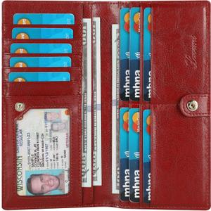 Lavemi Ultra Slim Thin Leather Women Wallet RFID Blocking Credit Card Holder Bifold Long Ladies Billfold