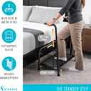 Stander Step-Stool, Portable Step with Adjustable Handles for Seniors and Elderly Adults, Extra Wide Heavy Duty Step-Ladder for Fall Prevention, Grab Bars, Motion Activated LED Light, Black