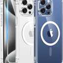 FNTCASE for iPhone 15 Pro-Max Case: Clear Magnetic Phone Cases with Screen Protector Compatible with Magsafe Slim Anti Yellowing Rugged Shockproof Protective Transparent Cell Cover (AClear)