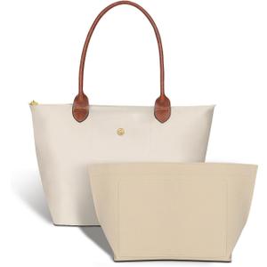 Work Tote Bag For Women: For 13-15" Laptop Foldable - For Office Professionals College Students Aged 25-45 - Commute Travel (Medium, Medium-beige-organizer Insert)