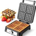 Waffle Iron for 4 Belgian Waffles, 1200W Waffle Maker with Non-stick Coating, Continuously Adjustable Browning