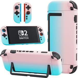GLDRAM Case Compatible with Nintendo Switch 2 (2025), Pink & Blue Gradient PC Protective Case + Detachable PC Joycon Cover, Hardshell Shock & Scratch Skin Protector Accessories