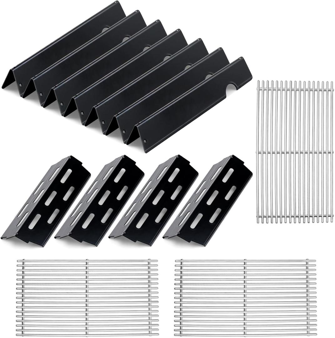Grill Parts Replacement for Weber Genesis II E-410, S-410, Genesis II LX E-440, S-440, Weber 66089, 66097, 66041, Stainless Steel Grates Porcelain Grids Heat Plate Deflectors and Flavorizer Bars
