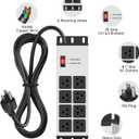 JUNNUJ Heavy Duty Surge Protector, 12 Gauge Extension Cord, Silver, 6 FT