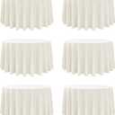 6-Pack Ivory Round Tablecloths, 120 Inches, Stain-Resistant Polyester for 5-6 Ft Round Tables - Washable Table Covers for Weddings, Banquets, Birthday Parties, Events