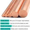 1pcs Pure Copper Round Rod 1inch Dia 3.94inch Length Bare Copper Metal Rod Solid Copper Rod Lathe Bar Stock for DIY Metal Crafts Metal Working Hobbies(100x25mm)