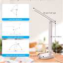 One Beat Small LED Desk Lamp Power Strip 5ft Extension Cord with 3 Outlets 4 USB Ports(2 USB C), 4 Modes, 5 Level Touch Lamp Study Reading Light, Home Office Bedroom College Dorm Room Essentials,White