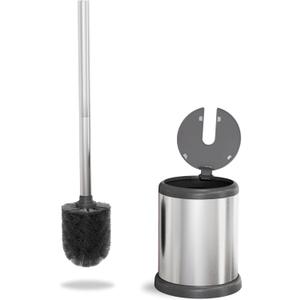 ToiletTree Products Toilet Brush with Lid - Sleek Toilet Bowl Brush and Holder - Toilet Scrubber Brush Set with Heavy-Weight Base - Lidded Toilet Bowl Cleaner Brush and Holder - Chrome