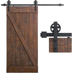 SMARTSTANDARD 6.6 Feet Heavy Duty Sliding Barn Door Hardware Kit, Black, Smoothly and Quietly, Simple and Easy to Install, Fit 36"-40" Wide Panel (Industrial Bigwheel Hangers)