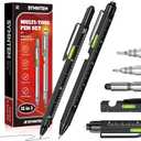 Multitool Pen, 11-in-1, Black, Aluminum, LED Light, Screwdriver, Ruler, Stylus, Level, Bottle Opener, Gifts for Him, Birthday Gifts for Men