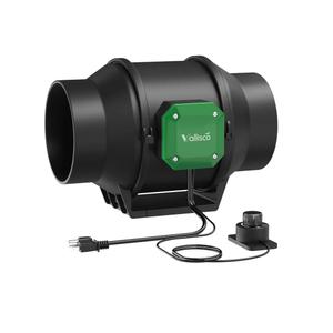 VallisCo 6" Inline Duct Fan, 350 CFM Quiet Ventilation Exhaust Fan with Variable Speed Controller, EC Motor, Air Intaking & Exhausting for Bathroom, Kitchen, Hydroponics, 3D Printer