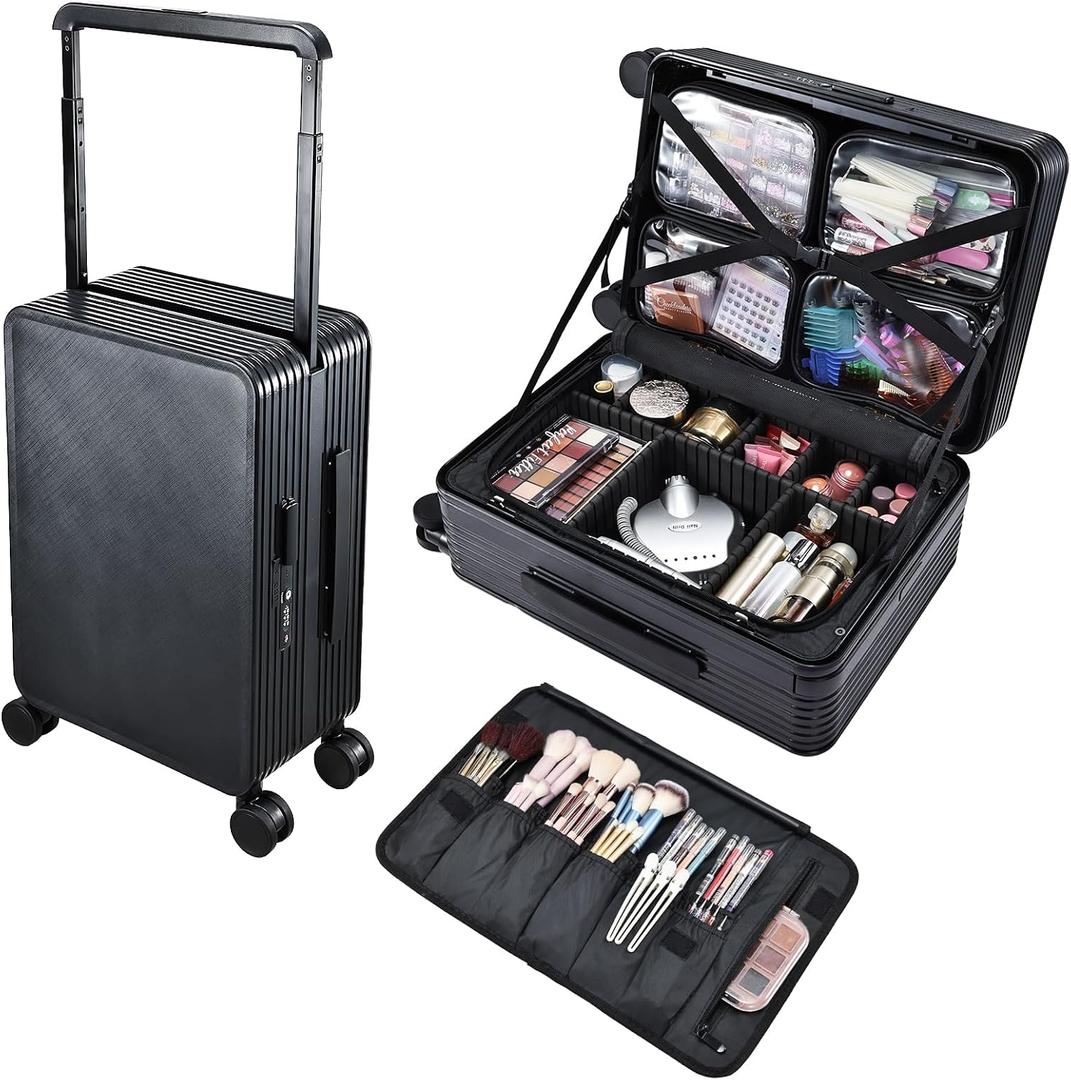 Hododou Rolling Makeup Case Cosmetology Case on Wheels Makeup Luggage Case