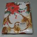 SASTYBALE Christmas Tablecloth Rectangle, Jacquard Fabric Christmas Table Cloth with Poinsettia Flowers, Spillproof Table Cover for Winter Holiday Dinner Decor (Rectangle, 60" x 84")