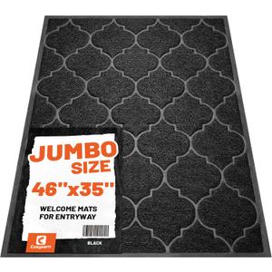 Cosyearn Door Mat, Front Door Mat, 46x35, Welcome Mats for Entryway,Garage,High Traffic Areas, Jumbo Size, Doormat Entrance, Waterproof Mat, Easy Clean, Outdoor Indoor Floor Mat,Non Slip (Black) (2'11" x 3'10" (Rectangular))