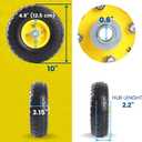 AR-PRO (4-Pack) 4.10/3.50-4" Flat Free Tire and Wheel - 10 Inch Solid Rubber Tires with 5/8" Bearings, 2.2" Offset Hub - Compatible with Garden Wagon Carts,Hand Truck,Wheelbarrow,Dolly,Utility Cart