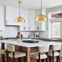 Gold Pendant Lights, 11.8" Farmhouse Pendant Light for Kitchen Island, Vintage Pendant Light Fixtures for Dining Room, Living Room, Bedroom, Dome Pendant Lighting, 2 Pack