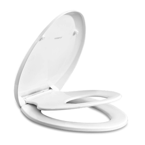 Elongated Toilet Seat with Toddler Seat Built In, Slow Close, Fits both Adult and Child, Potty Training Seat, Magnetic Kids Seat and Cover, Plastic, White