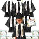 6 Set Shiny Kindergarten Graduation Cap and Gown Set with Stole, 2026 Tassel and Diploma Certificate, Pre-K Graduation Robe Small