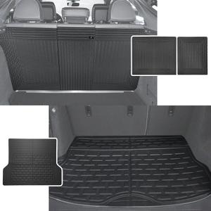 TripleAliners Vehicle Mat Universal Fit Trunk Cargo Liner All-Weather XPE Material Rear Cargo SeatBack Protector Trimmable Design Compatible with Most Vehicle Sedan SUV(Seat Back Cover+Trunk Mat)