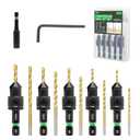 12-PCS Countersink Drill Bit Set, #4#6#8#10#12, 1/4" Hex Shank Counterbore Drill Bits with Magnetic Extension & Hex Key, Adjustable Depth Stop for Wood (Green)