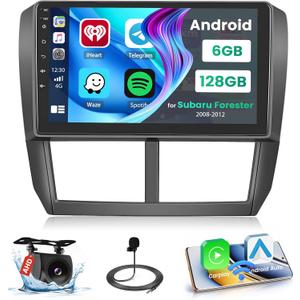 [8-Core 6+128GB] Android 15 Car Stereo for 2008-2012 Subaru Forester Impreza WRX Radio, 9 Inch IPS Touch Screen Radio Wireless Apple Carplay Android Auto, Bluetooth GPS WiFi 32EQ/DSP/FM/SWC Backup Cam