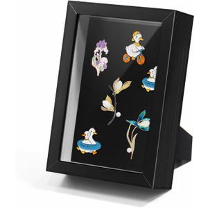 Black Lapel Pin Display Case, 4x6 Shadow Box Frame for Walls and Desktops, Shadow Box for Pins, Enamel Pin Display Frame Black 4X6 1 Pack