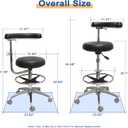 Round Rolling Stool with Seat and Footrest Dental Chair with Rotatable Armrests for Dentist Office Shop Home
