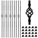 30 Pack Wrought Iron Balusters 44'' Hollow Staircase Balusters with Swivel Shoes Balusters for Staircase Interior Double Twist Stair Basket Decorative Spindles for Staircase Indoor