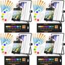 Nicpro Acrylic Paint Set for Adults, 160PCS Painting Supplies Kit with 4 * 12 Colors Paint, 12 Canvas, 4 Table Easel, 4 * 10 Brushes, Paper Pad, Palette, Date Night Painting Kit for Artist Beginner