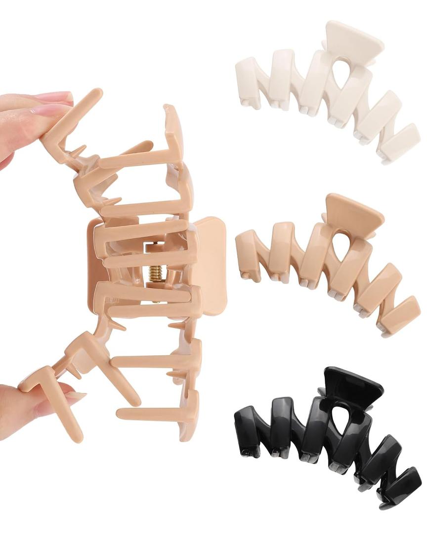 3 PCS Silicone Flexible Hair Claw Clips for Women Soft Bendable Claw Clip Scalp-Safe Soft Cloud Hairclip for Thin and ThickWhite2+Black2+Khaki2