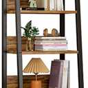 Bookshelf, 55 Inch 5-Tier Ladder Shelf Bookcase with Free Storage Box, Rustic Brown Wooden Storage Shelf for Living Room, Bedroom, Kitchen, Narrow Space-Saving Design