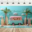 Ice Cream Dessert Truck Photography Backdrop Summer Beach Themed Party Decorations Background Palm Trees Kids Birthday Wedding Party Backdrop (7X5FT,2)