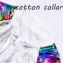 Girls Flip Sequin Jackets Kids Rainbow Sparkle Outwear Toddler Boys Glitter Sleeve Shiny Metallic Coat Birthday (Gray, XXXL)