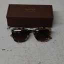 WMP Eyewear - Women's Oversized Polarized Sunglasses: Square Vintage Style with Metal Double-Bar Bridge (Beige Tortoise/Gradient Brown Lens)