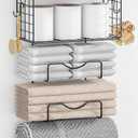Towel Racks for Bathroom,Towel Rack Wall Mounted, 6 Tier Rolled Or Folded Towel Holder with Floating Shelves, Bathroom Towel Holder for Bath, Hand Towels,Metal and Wood