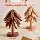 Natural Tree Trivet Set - 4 Wooden Hot Pot Holders, Heat Resistant Countertop Protectors for Christmas & Thanksgiving, Auto Unfold Space-Saving Design