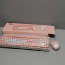 Wireless Keyboard & Mouse Special Edition Design | Retro Full Size & Number Pad | Pink | Battery Operated | Bluetooth Connectivity | Standard QWERTY Layout | Works with Windows, Mac, PC's