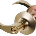 1 Pack of HENYIN Wave Lever Door Lock/Door Knob Hardware Handle and Closet Lockset, Gold Color, Bathroom Version Without Key,Left Hand (805-G-L-Bk)