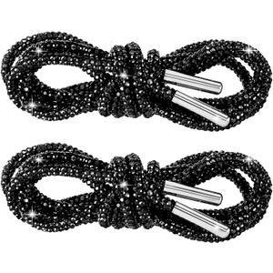 PAGOW 1 Pair Rhinestone Shoe Laces, Round Glitter ShoeLaces for Sneakers, Crystal Bling Diamond Rope Shoe Strings