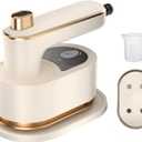 M-MAX Mini Travel Steam Iron for Clothes with Dual Voltage, Portable Lightweight Handheld Steamer, Quick Heat Up, Non-Stick Soleplate, Ideal for Home, Dorm and Sewing (Beige)