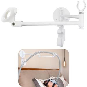 sleep apnea hose Hose Holder with Mask Following Function, c-pap Hose Hanger and Masks Hook Organizer for Bedside. Provides A Stable, Tangle-Free compatible CPAP Supplies so You can Sleep Better (white)