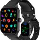 Smart Watch with Built-in GPS, 1.96" HD Display, Answer/Make Calls, 100+ Sport Modes, Heart Rate/Sleep/SpO2 Monitor, Fitness Activity Tracker for Android and iPhone, for women men (Black, 1.96")