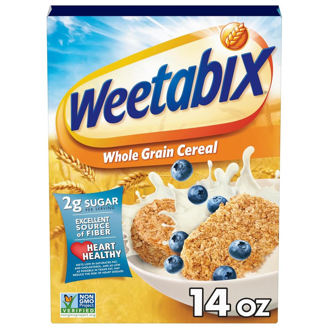 Weetabix Biscuits Whole Grain Cereal, Lightly Sweet Whole Grain Wheat Biscuits, Delicious as Part of Breakfasts or Snacks, 14 OZ Box, Best By: MAY 10 2023