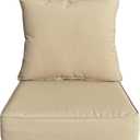 Cozyide Outdoor Deep Seat Patio Cushions Set, Waterproof Outdoor Chair Cushions Set, Memory Foam Patio Furniture Cushions 24" x 24", Includes Seat Cushion & Back Pillow, Beige