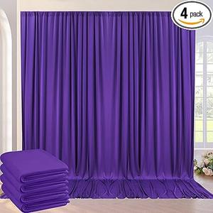 20ft×10ft Wrinkle Free Dark Purple Backdrop Curtain for Party, 4 Panels 5ft×10ft Soft Silky Polyester Purple Photo Backdrop Drapes for Birthday Baby Shower Wedding Photography
