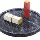 LUANT Grey Decorative Tray for Counter, Circular Marble Stone Organizer, Vanity, Dresser, Nightstand or Desk, Diameter Tray, 8 Inches (Black)